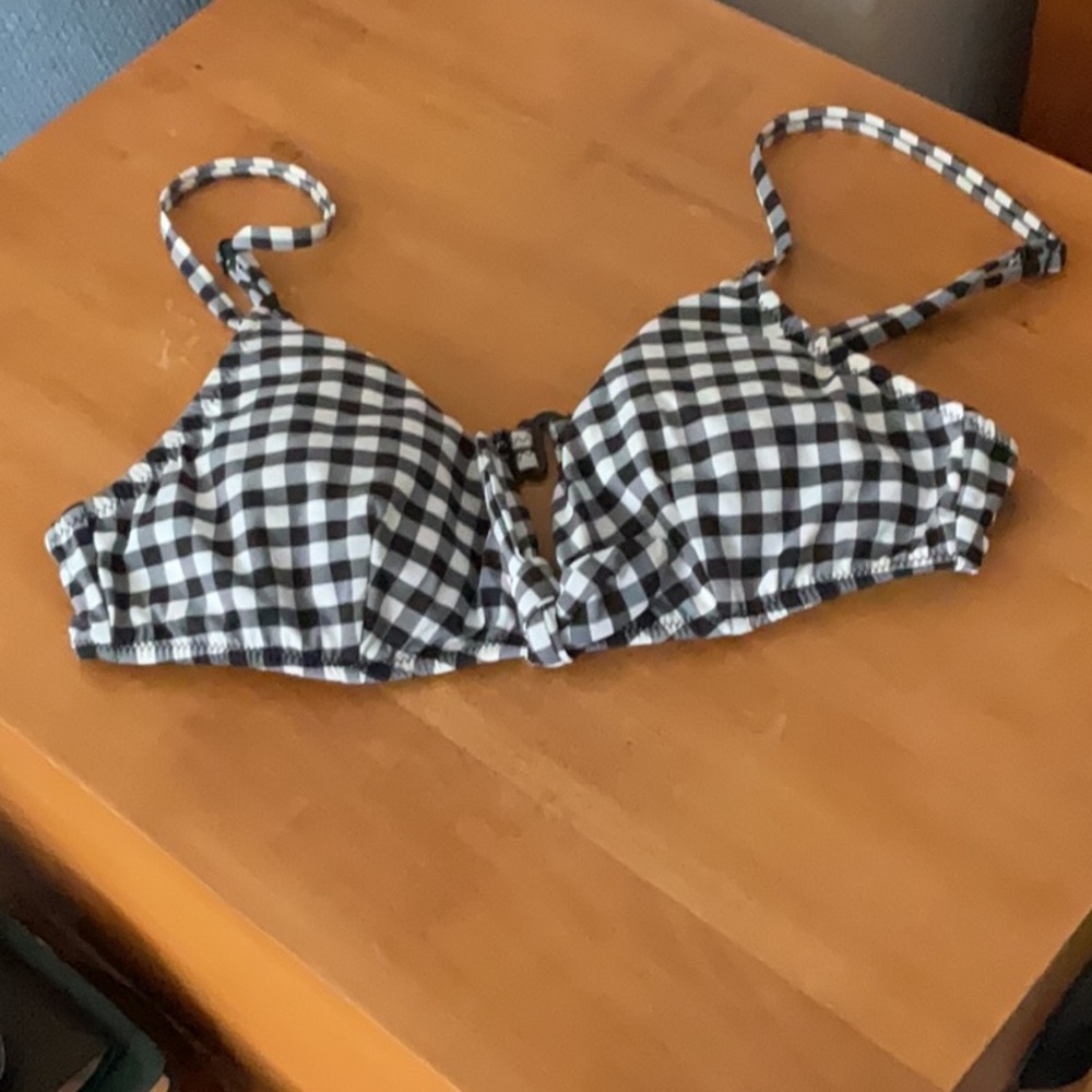 JCrew gingham bathing suit top.